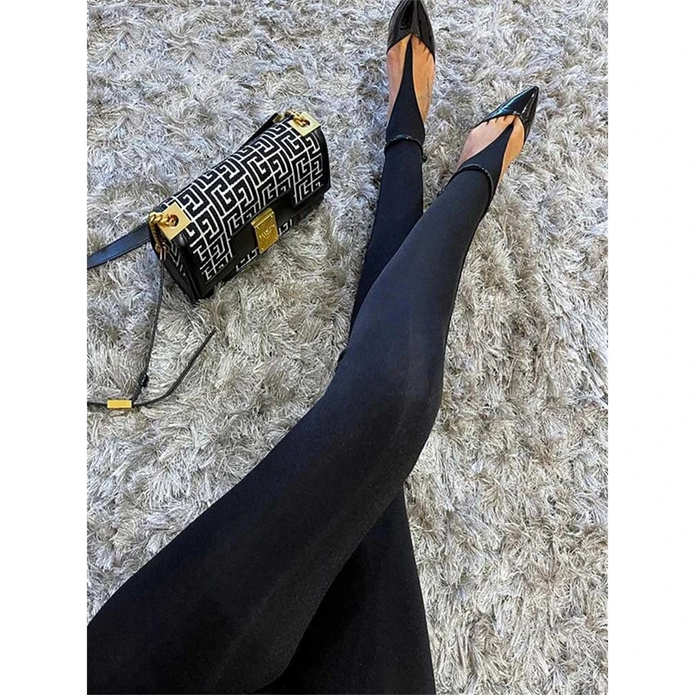 High-Waisted Black Elastic Women's Leggings 2025 New Style Slimming Ankle-Length Tight Pants Fashionable Base Layer Trousers