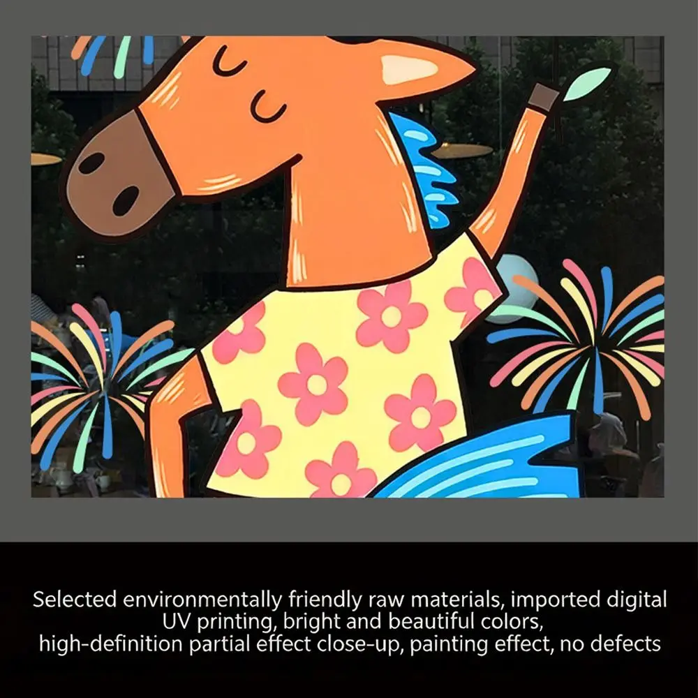 

Cartoon Horse Chinese New Year Window Stickers Electrostatic Multicolor Shopwindow Stickers Double Side Zodiac Horse Year