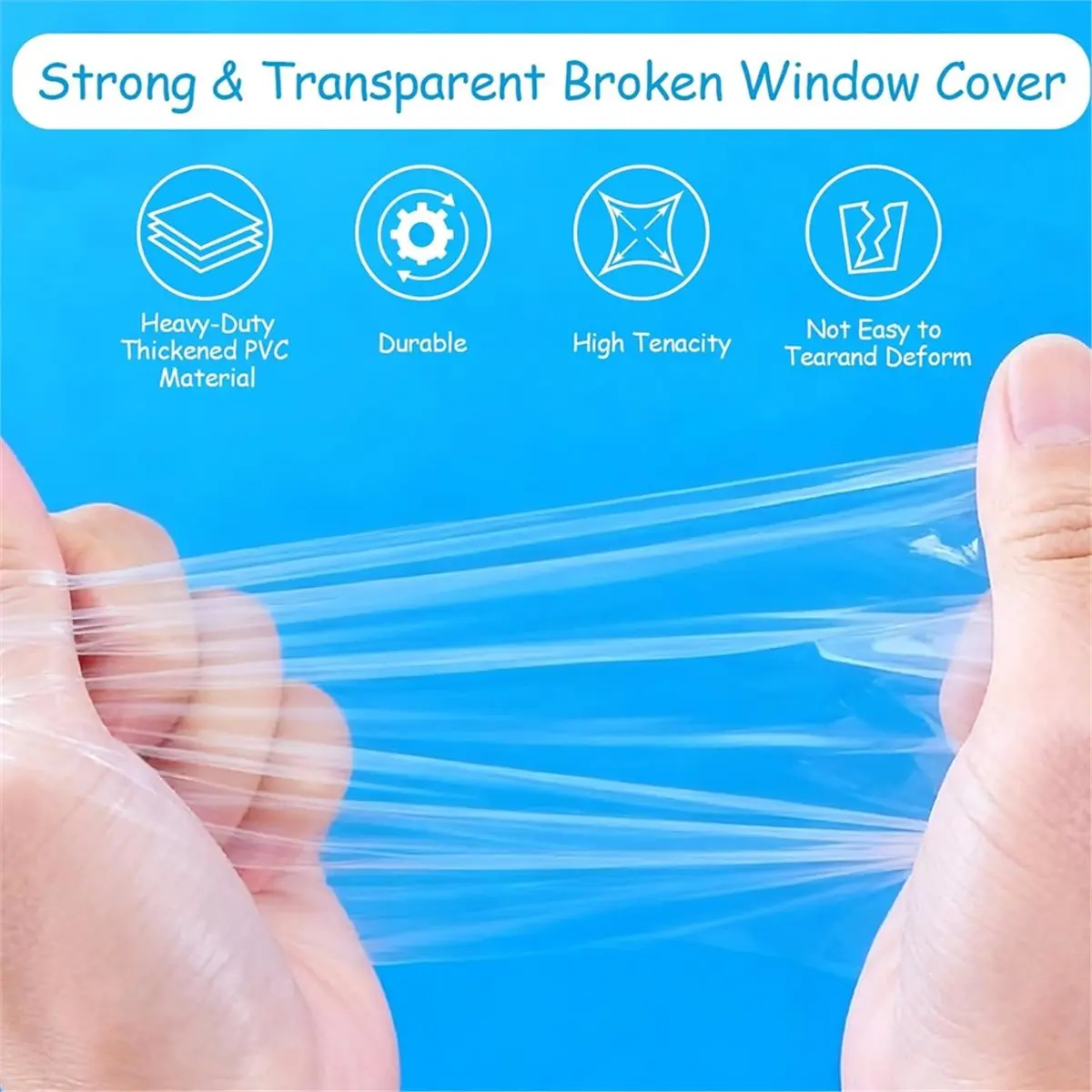 STOCK-31.5 X 47.24 Inches Broken Window Cover with Nano Double-Sided Tape, Pre-Cut Transparent PVC Car Window Covering Film