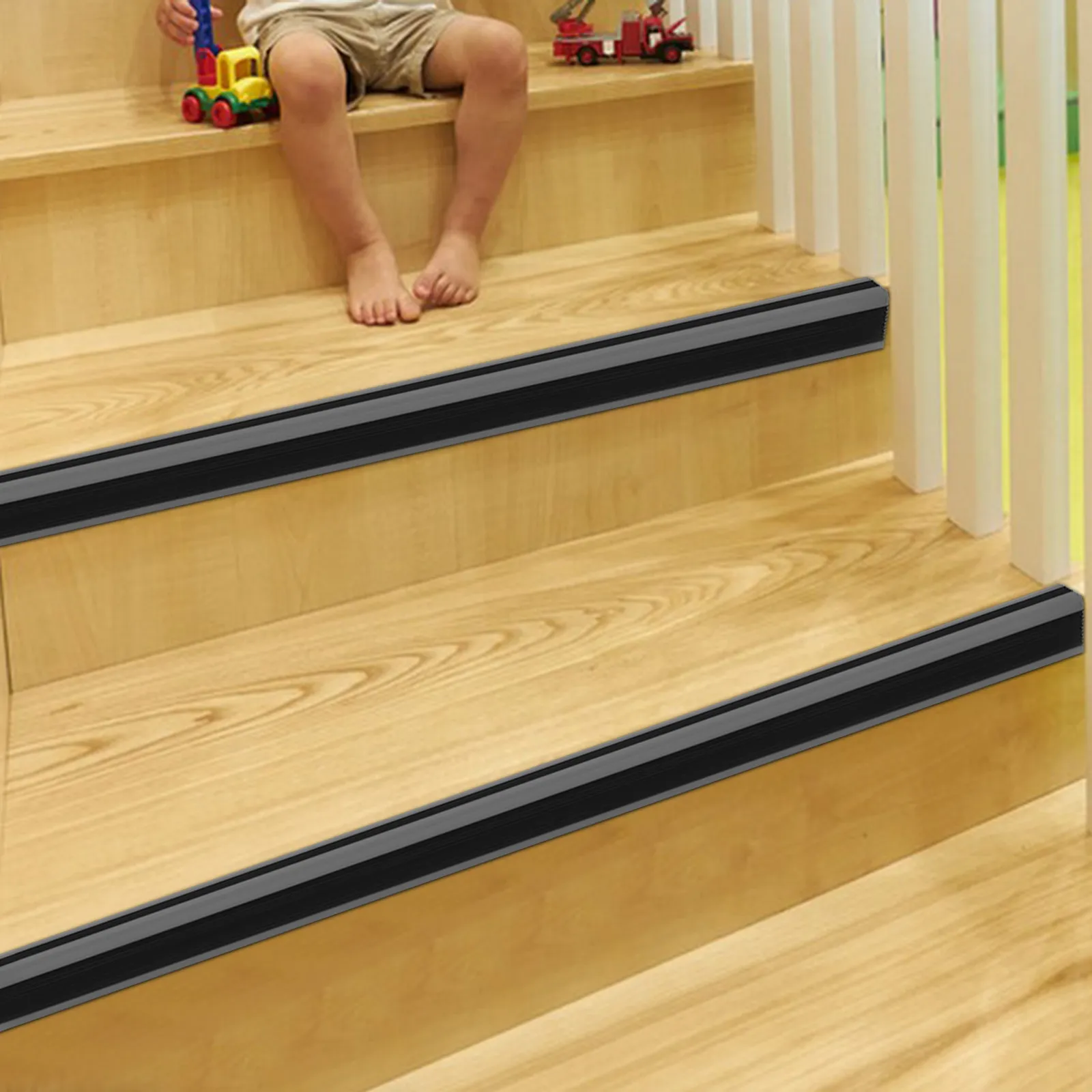 1 Roll PVC Anti-Slip Stair Strip Self-Adhesive Stair Edging Protector for Wood Concrete Steps Outdoor Indoor Safety Grip Tape