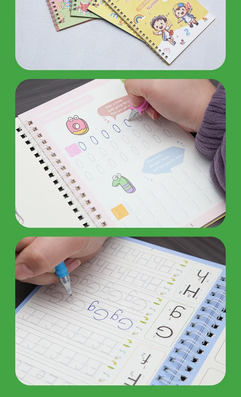 Groove Control Pen-Übungskalligraphie für Kinder, englische alphanumerische mathematische Zeichnung, Trainings-Übungsbuch – Detail 10