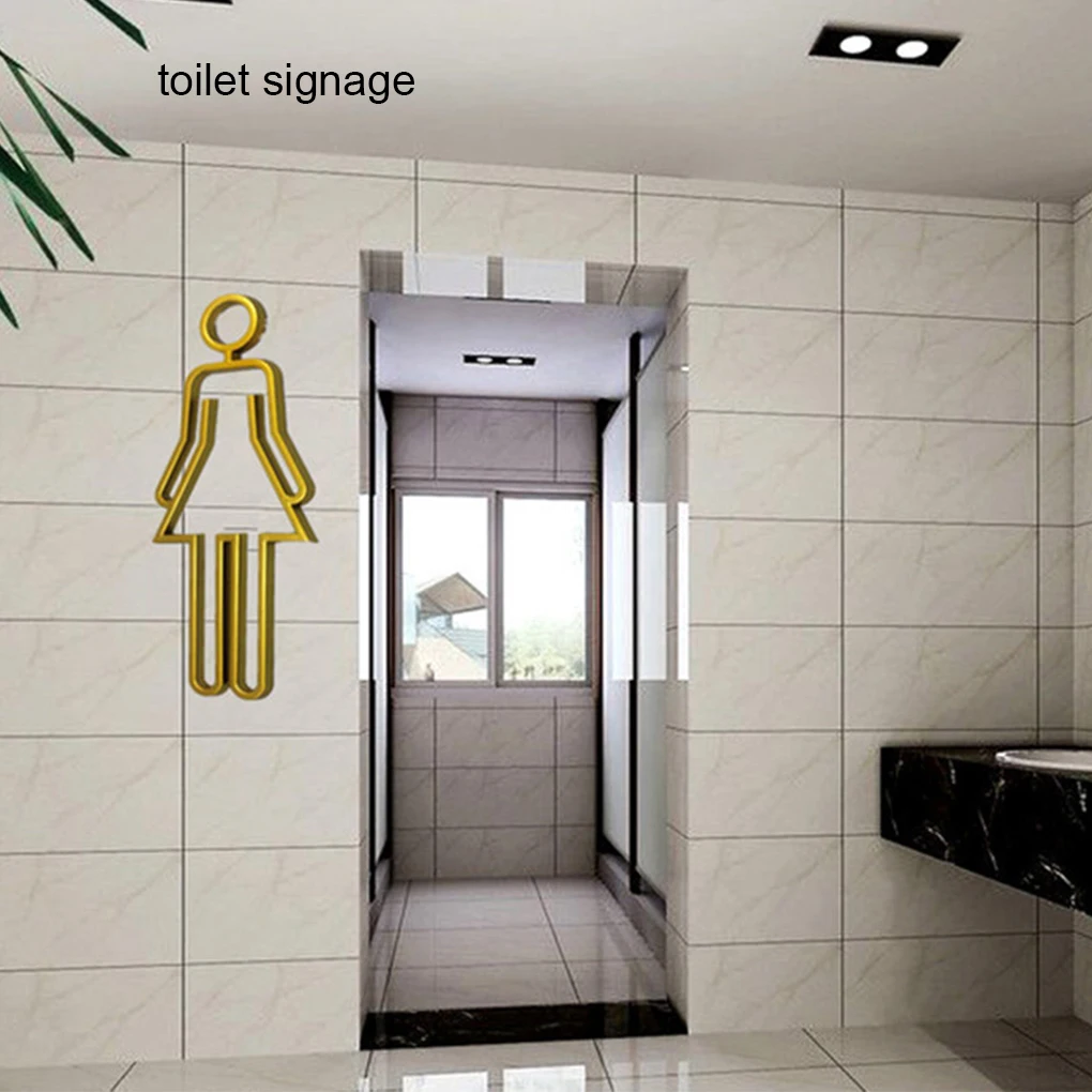 

Видимый знак туалета для акриловой двери - простой в использовании символ ванной комнаты, многофункциональный безопасный акриловый знак для туалета и ванной комнаты, серебристый