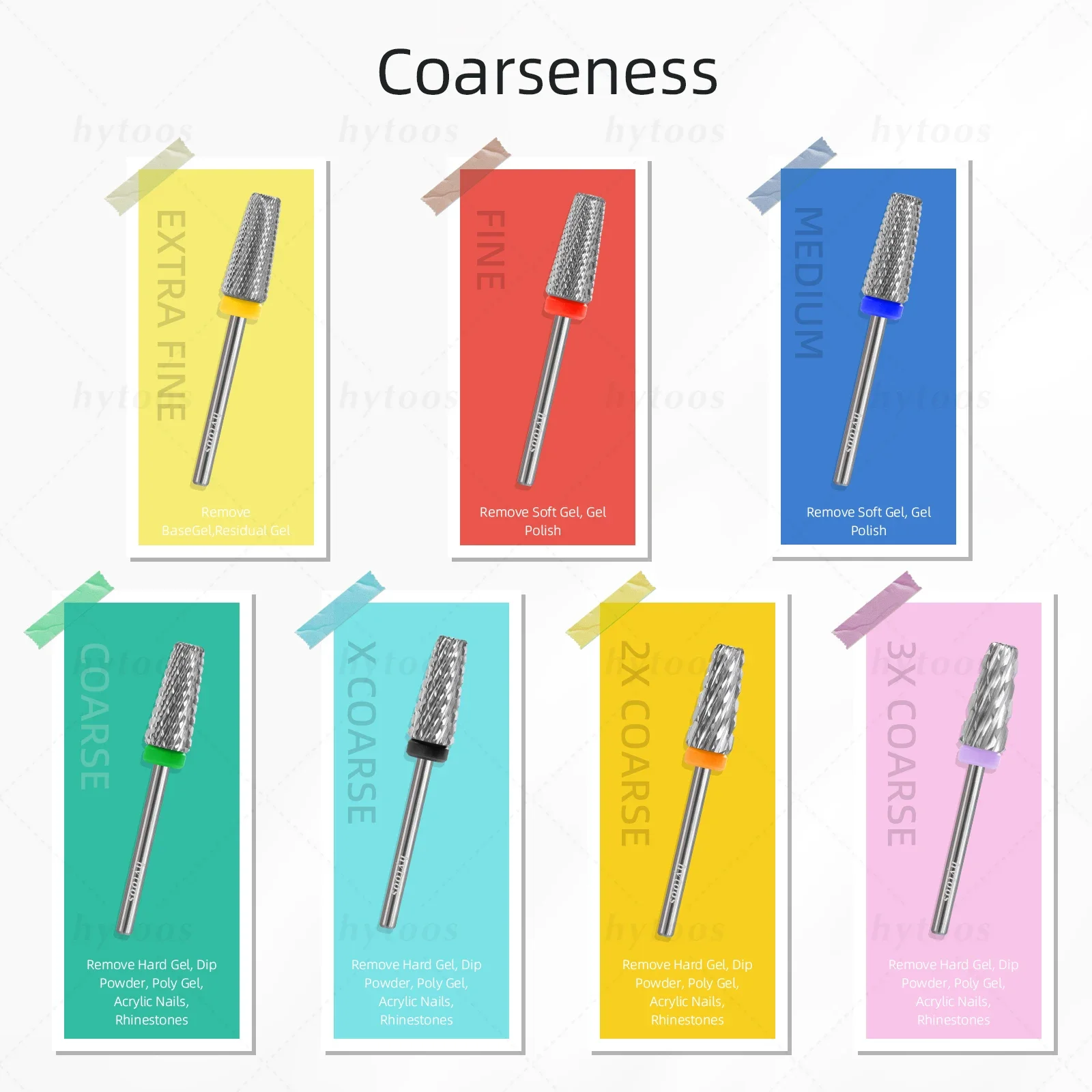 HYTOOS-Foret à ongles conique 5 en 1, dents croisées, mèches en carbure, enlever le gel, lime électrique, machine, accessoires de manucure