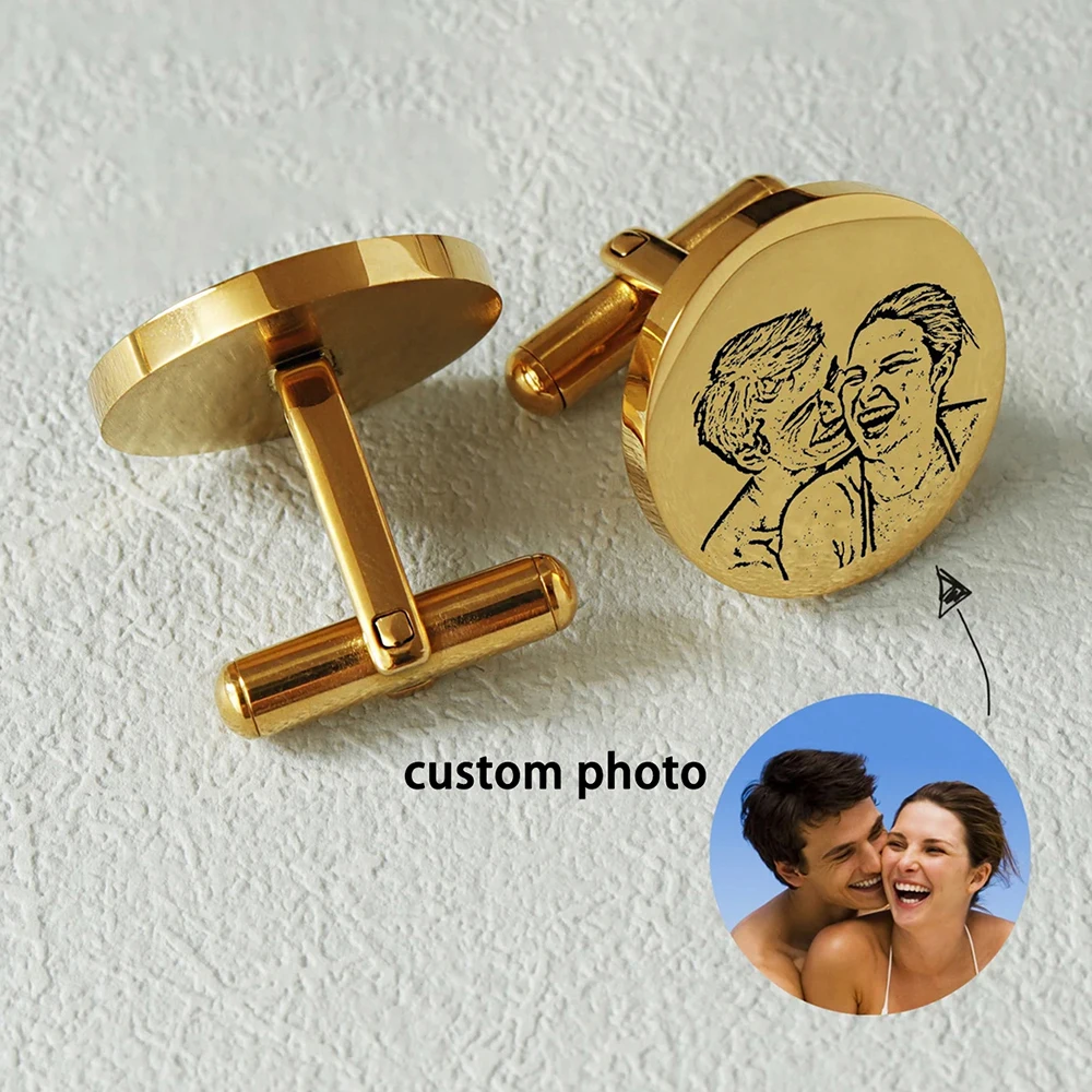 

Custom Couple Photo Cufflinks For Men Dad Personalized Portrait Cuff Links Gentleman Boyfriend Stainless Steel Jewelry Gift