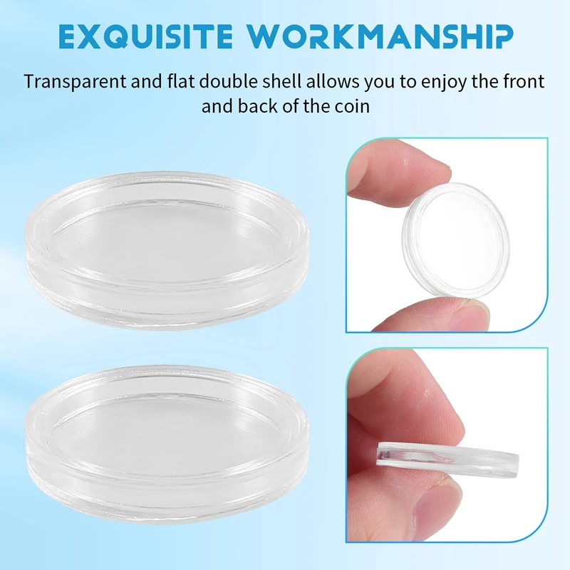 100Pcs 21Mm Round Clear Plastic Coin Holder Capsules Box Storage Clear Round Display Cases Coin Holders