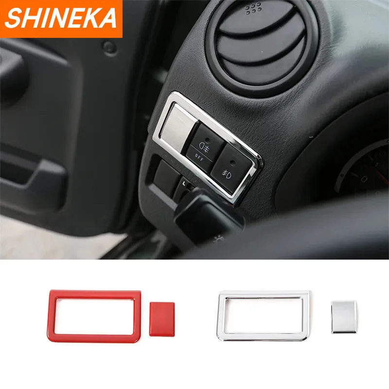 SHINEKA Front Rear Fog Light Switch Parking Lamp Button Ring Decoration Cover Trim Frame For Suzuki Jimny 2007-2017 Accessories