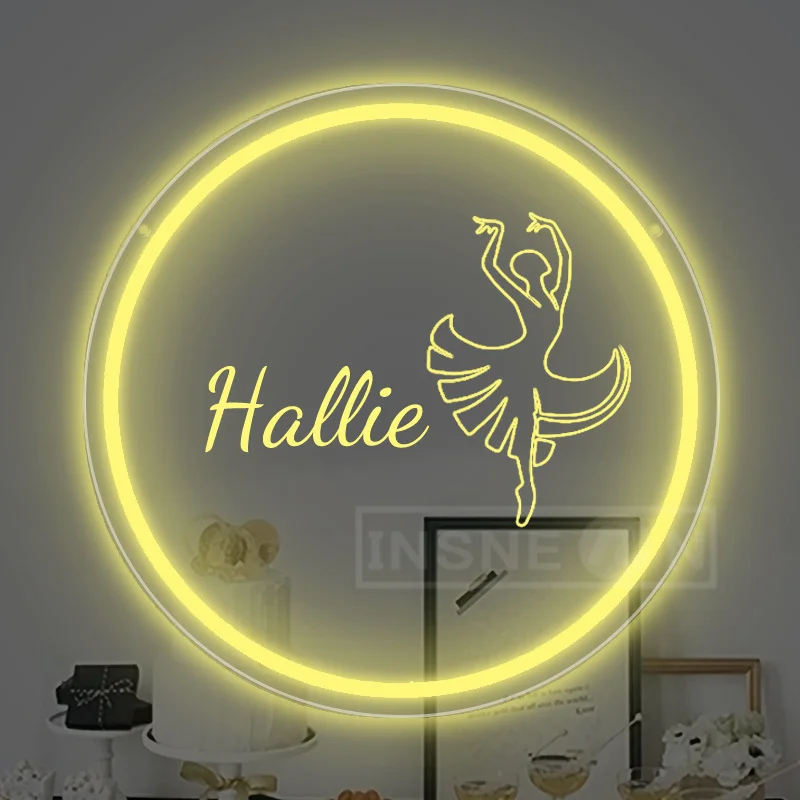 Custom Ballet Dancer Neon Sign USB-Powered Pink Acrylic Dimmable Light Personal Name Display for Bedroom And Dance Studio Decor