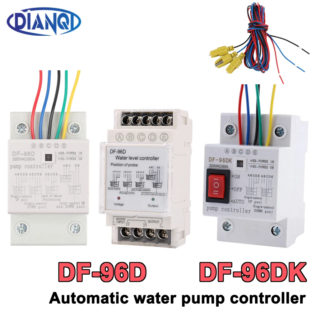 DF-96D DF-96DK interruttore del Controller del livello dell'acqua 20A 220V serbatoio dell'acqua sensore di rilevamento del livello del liquido Controller della pompa dell'acqua 2M fili