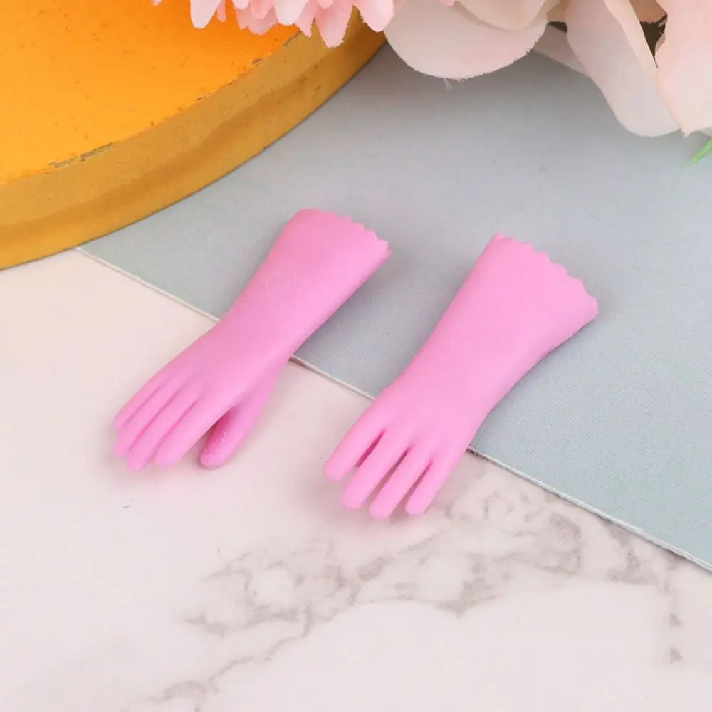 1/12 Scale Dollhouse Gloves Pink Green Scene Model Mini Baking Glove Doll Accessories Playing House Miniature Cleaning Gloves