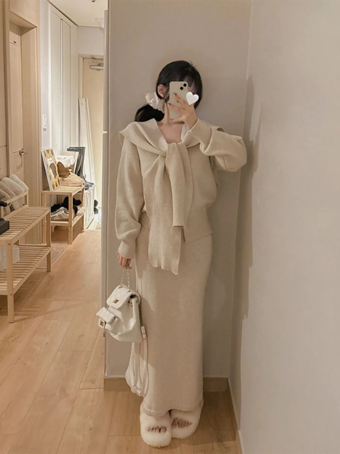 

Юбка трапециевидной формы с высокой талией, трикотажная шило, комплект футболок для женщин, зимний ансамбль Faion, длинный све, винтажный Sle