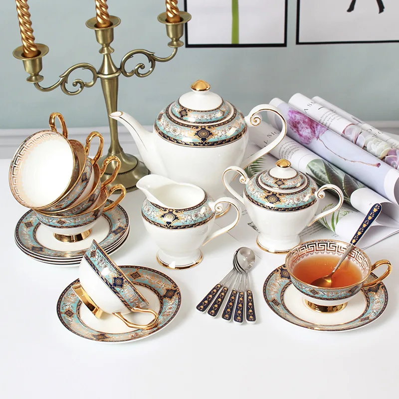 

Wholesale 20PCS Set European Style British Tea & Coffee Pot Gift English Ceramic Packaged In Gift Box