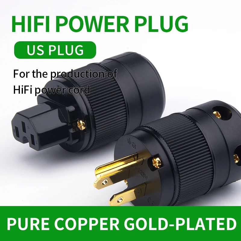 High Quality LIVE US Pure Copper Gold Plated Power Plug Tail Connector For HIFI Audio Power supply wire Connectors