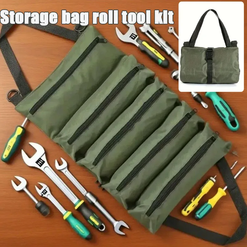 

1-4PCS Multi Pocket Roll Up Oxford Cloth Tool Bag Portable Tool Storage Organizer Pouch Heavy Duty Handheld Tool Pouch