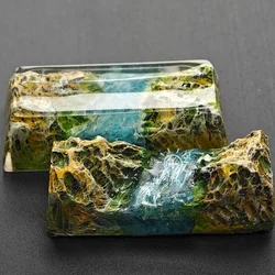 SA Autumn Jungle Mountain Resin Keycaps Epoxy 2.25U Enter Shift Light Transmitted Custom Keycaps for Mechanical Gaming Keyboard