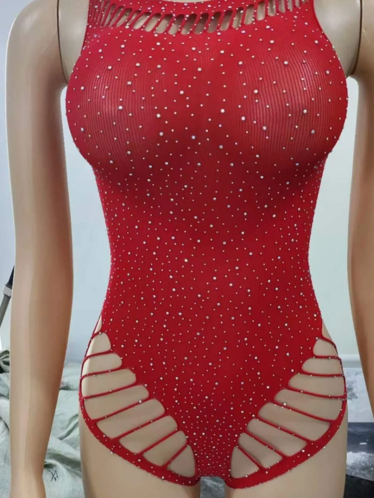 Sexy Me Tutina da donna Svel Nightclub Diamond Embellied Me Top aderente Hot Girl Dance ort Pantaloni Tessuto di nylon