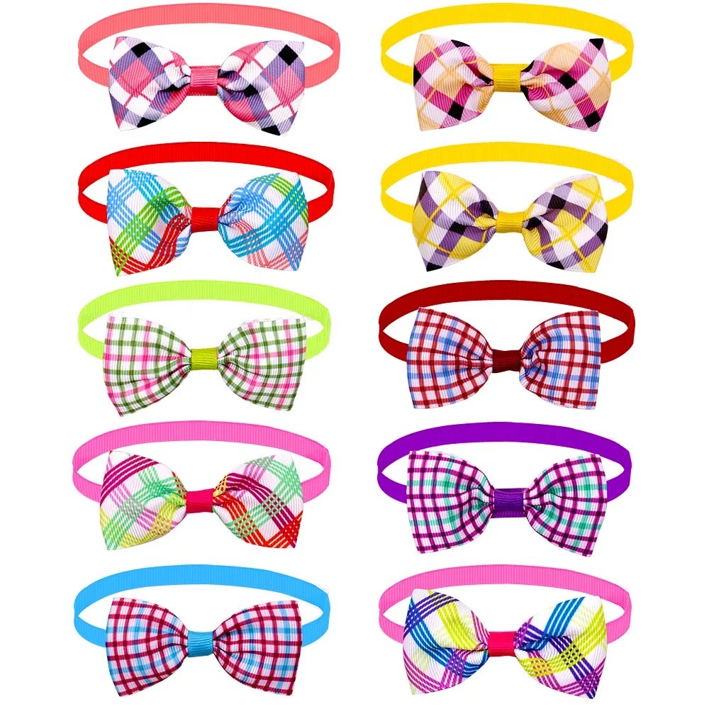 Dog Bow Tie Plaid Print Adjustable Pets Collar For Dogs Pet Accessories Pet Dog Bowtie Pet Supplies Dog Grooming Accessories