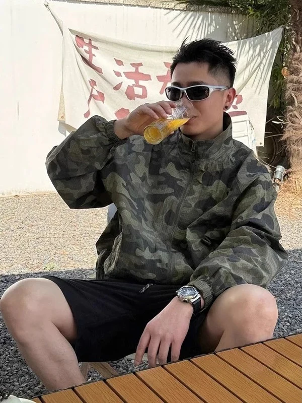 

Мужская легкая летняя куртка-рубашка для активного отдыха с камуфляжным принтом, защитой от солнца UPF50+, свободного кроя, дышащая, модная, для рыбалки