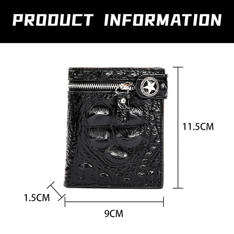New Crocodile Pattern Men's Wallet, European & American Casual Short Style Multi-Card Card Holder, Nightclub Dark Chain Wallet - view 3
