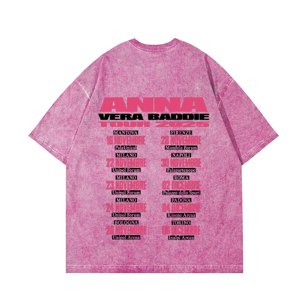 

Anna Pepe Vera Baddie Tour 2025 Merch Cotton Vintage Wash Tee Shirt Man/Woman Crewneck Tee Shirt Streetwear graphic t shirts