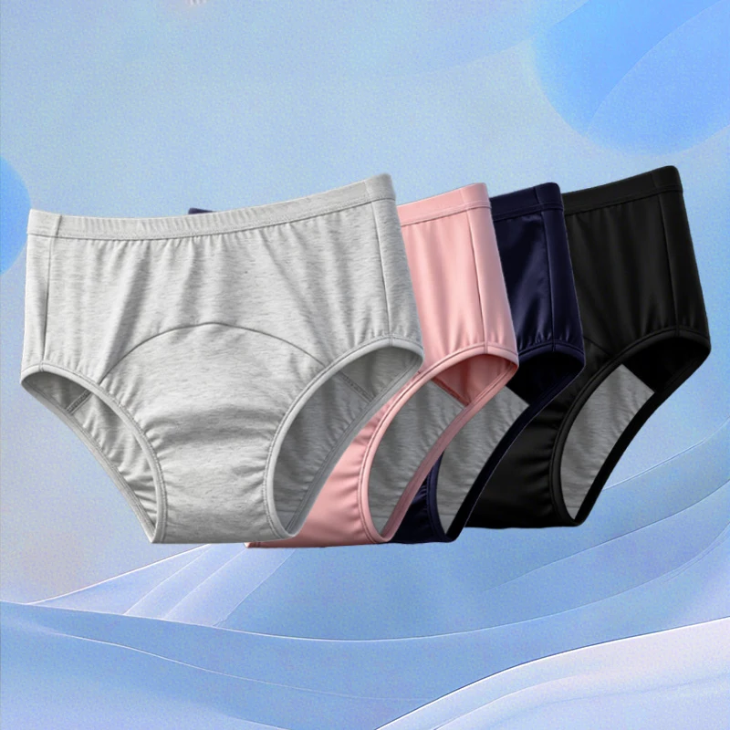 Women's Panties Set Pack Incontinence High Shims Panties Leak Proof Breathable Period Underwear Briefs Lingerie Unisex Plus Size image 2