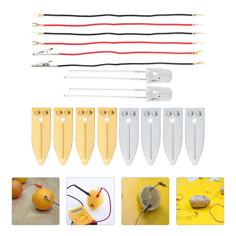 

1 Set Fruit Experiment Kit For Kids With Zinc Copper Plates Energy Conversion Learning Tool Safe Educational Electronic