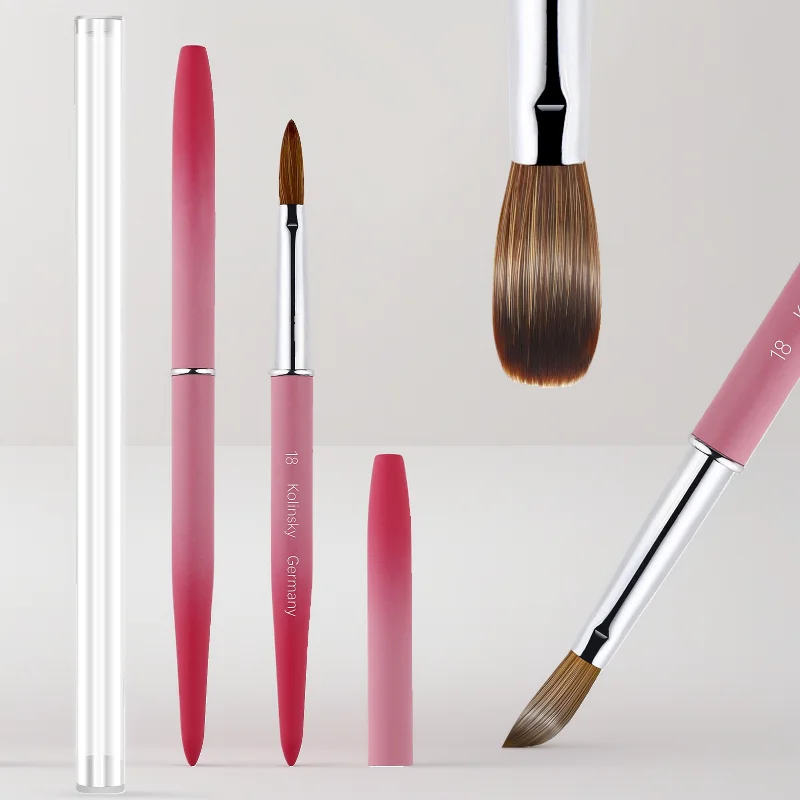 

Новая кисть для ногтей Kolinsky Sable, круглая и плоская головка для акриловых ногтей, профессиональный инструмент для 3D-скульпления и дизайна