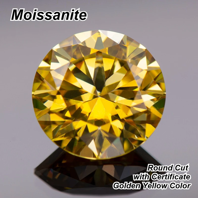 

Муассанит круглой огранки золотисто-желтого цвета, подвески, выращенный в лаборатории бриллиант, кольцо «сделай сам», ожерелье, серьги, основные материалы с сертификатом GRA