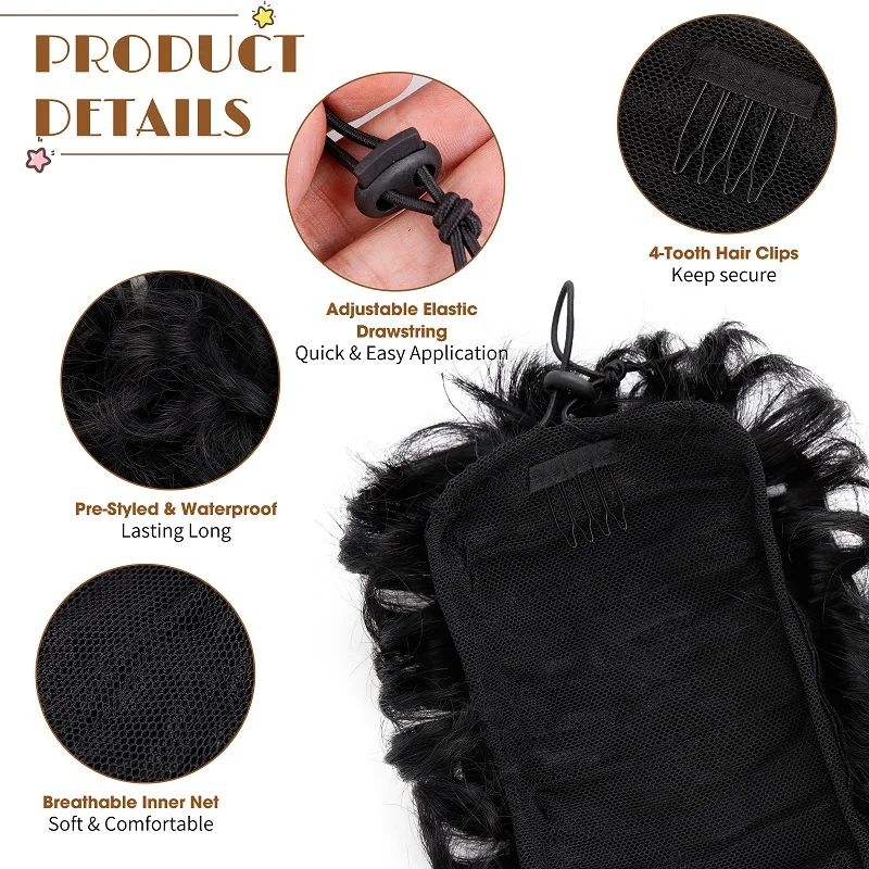 الاصطناعية Chignon فوضوي كعكة شريط مطاطي مرن هيربيسي متموج مجعد كعكة الشعر ذيل حصان ملحقات Scrunchie قطع الشعر للنساء