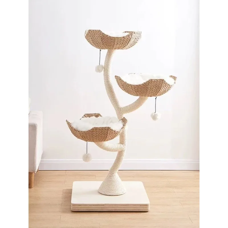 

Woven Tree Design Cat Tree, Flower Shaped Condo & Scratching Post All-in-One | Natural Style Home Pet Furniture and Pet Toys