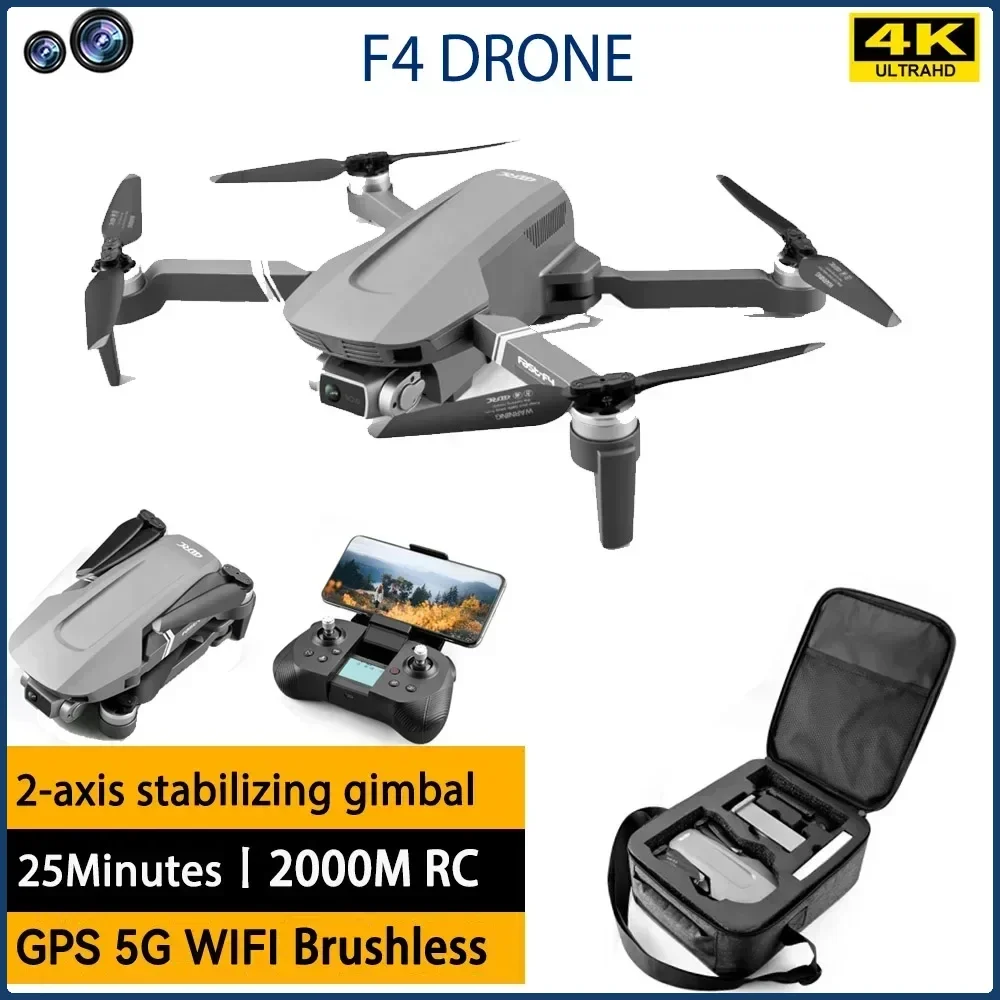 F4 Drone GPS 4K FPV Professional 2-Axis Gimbal Dron 5G Wifi Distance Brushless Foldable Quadcopter Rc Dron Toys Gift 2000M