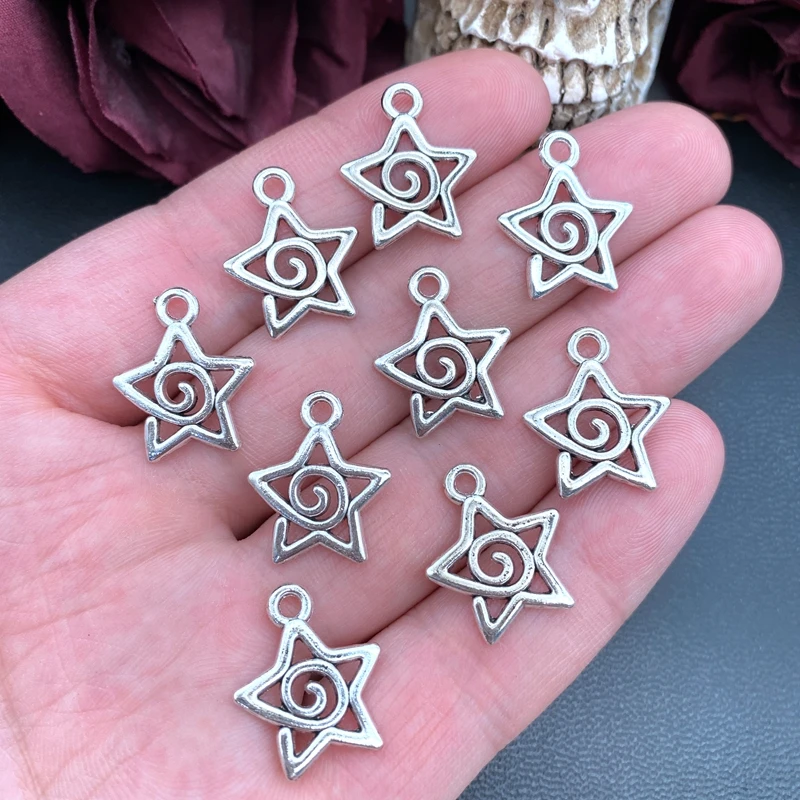 

20pcs 17*20mm Antique Sliver Color Swirl Star Charms Celestial Pendant Designer Charms Fit Jewelry Making DIY Jewelry Findings