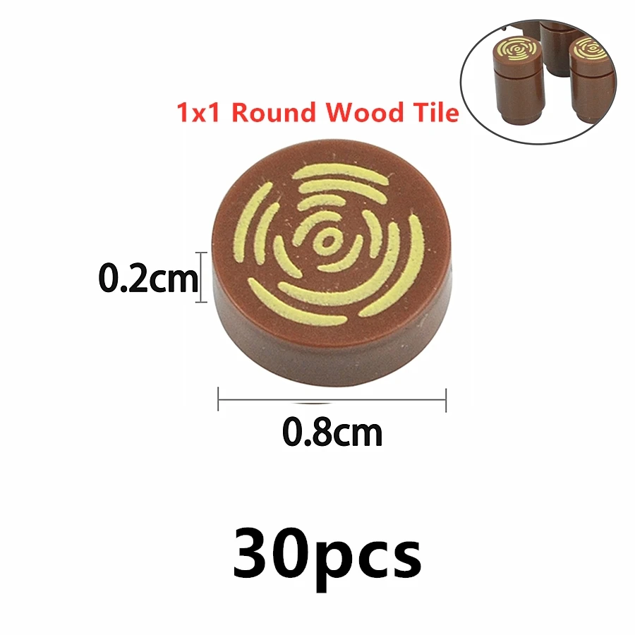 MOC Tile Round 2x2 With Tree Stump Wood Grain Pattern 1x1 Smooth Bricks Part Assembly Building Blocks 14769pb196 98138pb042