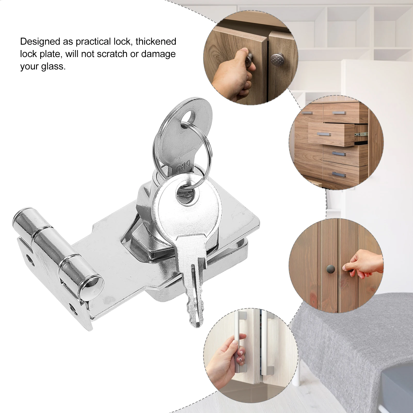 

Cabinet Door Lock 90 Degree Lock Plate 2.5 Inch Bright No Drilling Glass Door Drawer File Cabinet Locks Box