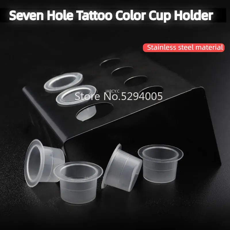 3D Tattoo Verf Cup Inkt Bekerhouder Tattoo Kleur Houder 7 Gaten Supply Black Base Beugel Pigment Display Stand Tattoo verbruiksartikelen