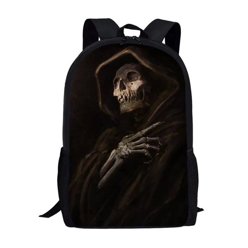 Cooler schwarzer Funk-Schädel-Schulrucksack mit 3D-Druck für Jungen und Mädchen, Rucksäcke für Teenager, Studenten, Kinder, Büchertasche, 40,6 cm, lässiger Rucksack