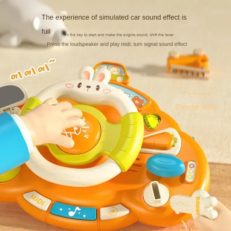 Baby Toy Electric Simulate Driving Car Steering Wheel Stroller Driving Cartoon Bunny Early Educational Toys for 0-36M Toddler