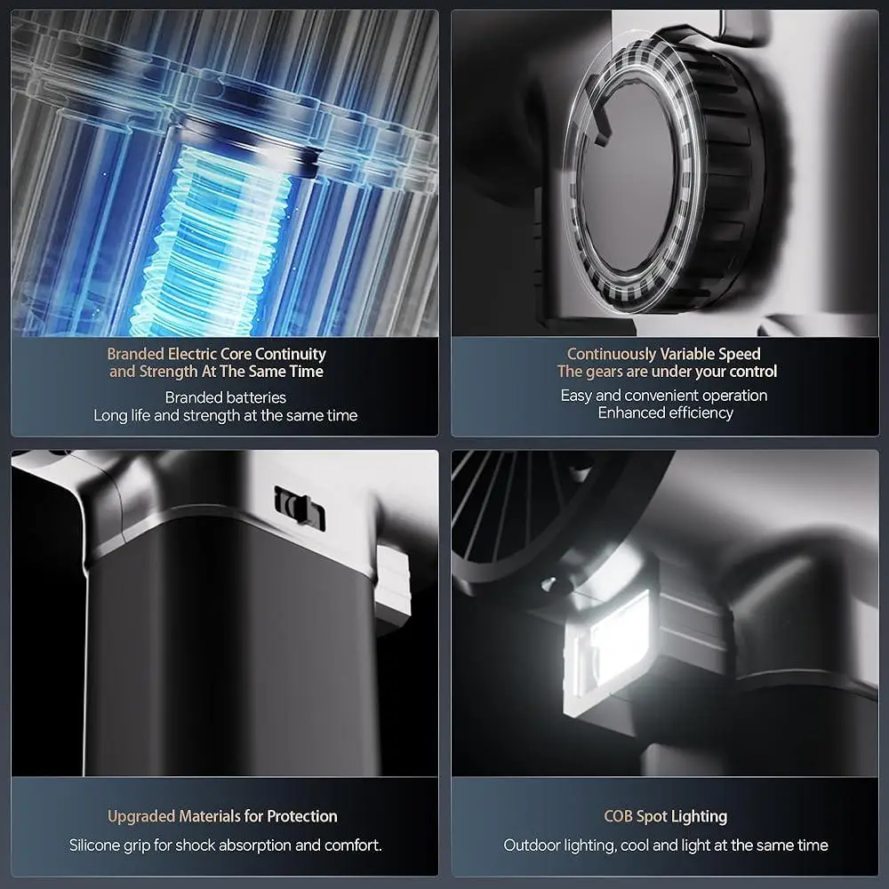 منفاخ مجفف توربو منفاخ هواء للسيارات 750 وات لاسلكي قابل لإعادة الشحن مع ضوء COB سرعة متغيرة لا نهائية متعددة الاستخدام محمولة باليد