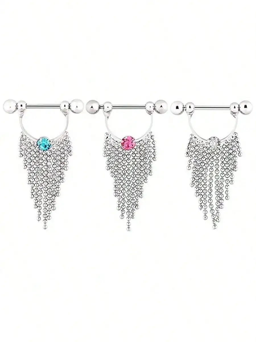 

1 pc A tassel breast ring stainless steel rod with piercing sensation on the human body