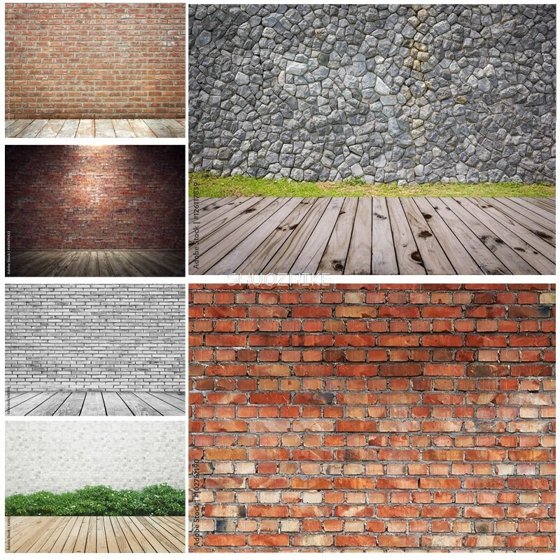 

SHUOZHIKE Thin Cloth Vintage Brick Wall Wooden Floor Photography Backdrops Photo Background Studio Prop ZXX-29