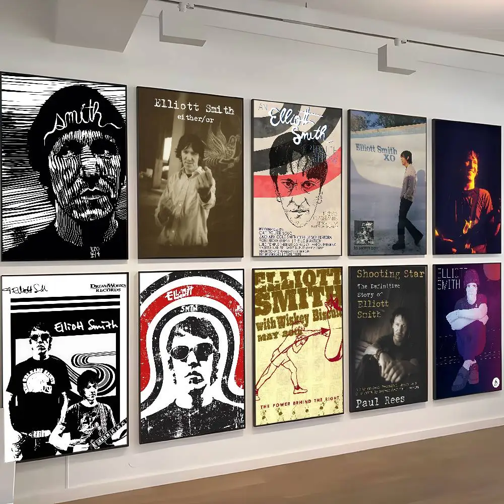 Póster de Anime clásico de cantante Elliott Smith, pegatina de papel impermeable, decoración de pared de habitación, cafetería, Bar