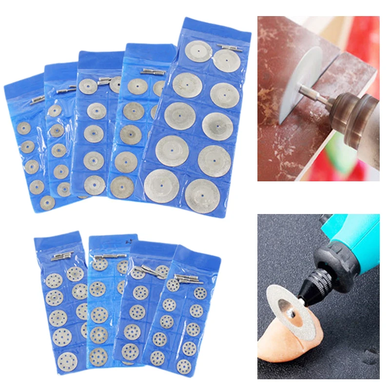 

10Pcs/Set Diamond Cutting Disc Wheels with Conneting Rod Circular Saw Blade For Wood Ceramic Glass Jade Cutting Rotary Tools