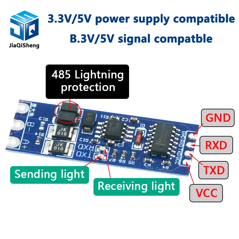 TTL Turn To RS485 Module Hardware Automatic Flow Control Module Serial UART Level Mutual Conversion Power Supply Module 3.3V 5V