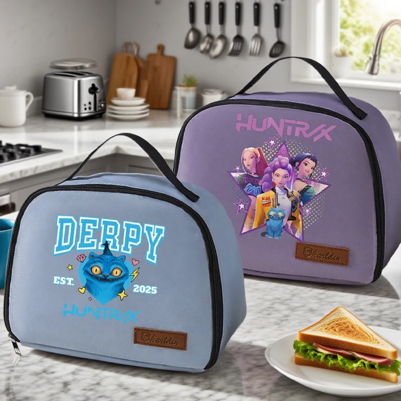 

KPop Demon Hunters 2025 New Lunch Bag Girl Food Lunch Handbags School fashion Picnic Bag Picnic Bags Travel Portable Food Pouch