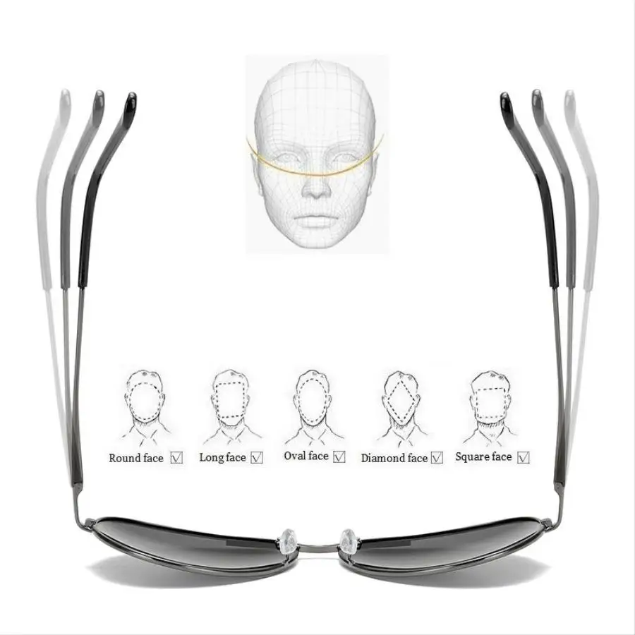 Modische Photochrome Polarisierte Sonnenbrille für Männer und Frauen Vintage Eckige Sonnenbrille Markendesigner Fahr- und Angelbrille – Detail 8