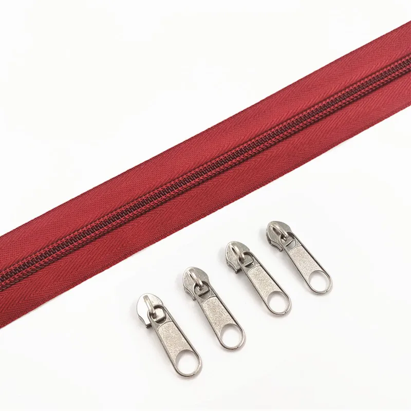 1/2/3/5/8/10 متر 5 # طويلة سحابات من النايلون رولز مع 2/4/6/10/16 /20 قطع سستة المنزلق ل خياط الخياطة اكسسوارات #5