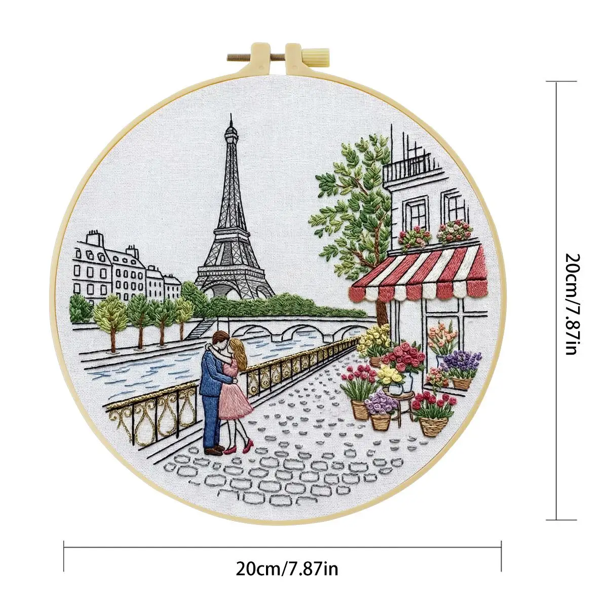 1 Stück 20X20CM/15X15CM 7,87/6,3 Zoll Das Paar, das sich leidenschaftlich küsst Stickerei-Starter-Kit DIY-Kit DIY-Stickerei-Set – Detail 5
