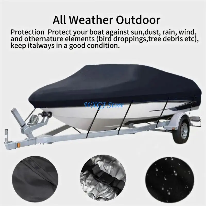

37JE All Season Waterproof Boat Cover with UV Resistance Storage Cover Simple Installation for V Shaped Boats 14 Feet