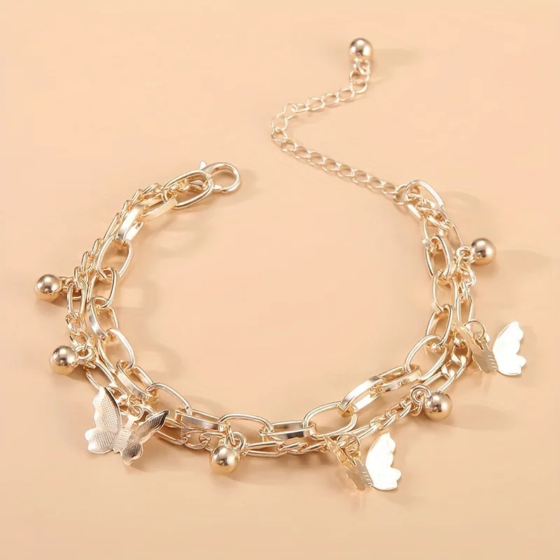 

Double-Layer Heart Pendant Bracelet Simple Stylish Personalized Metal Multi-Layer Jewelry Accessory