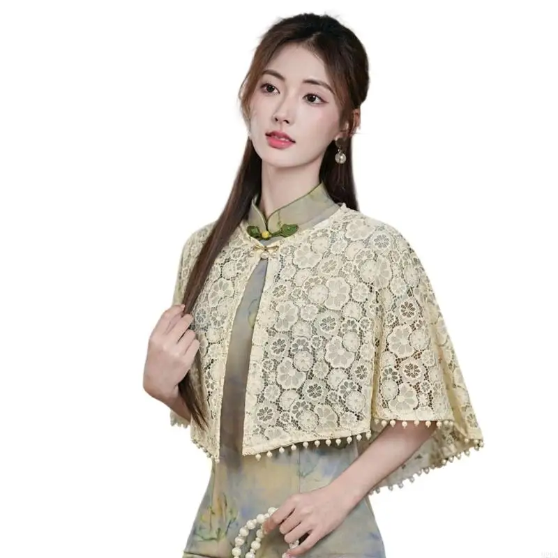 2026 New Trendy Openwork Lace Shoulder Wrap Shawl Embellishment Cheongsam Coverup Fit Most Body Types Effortlessly