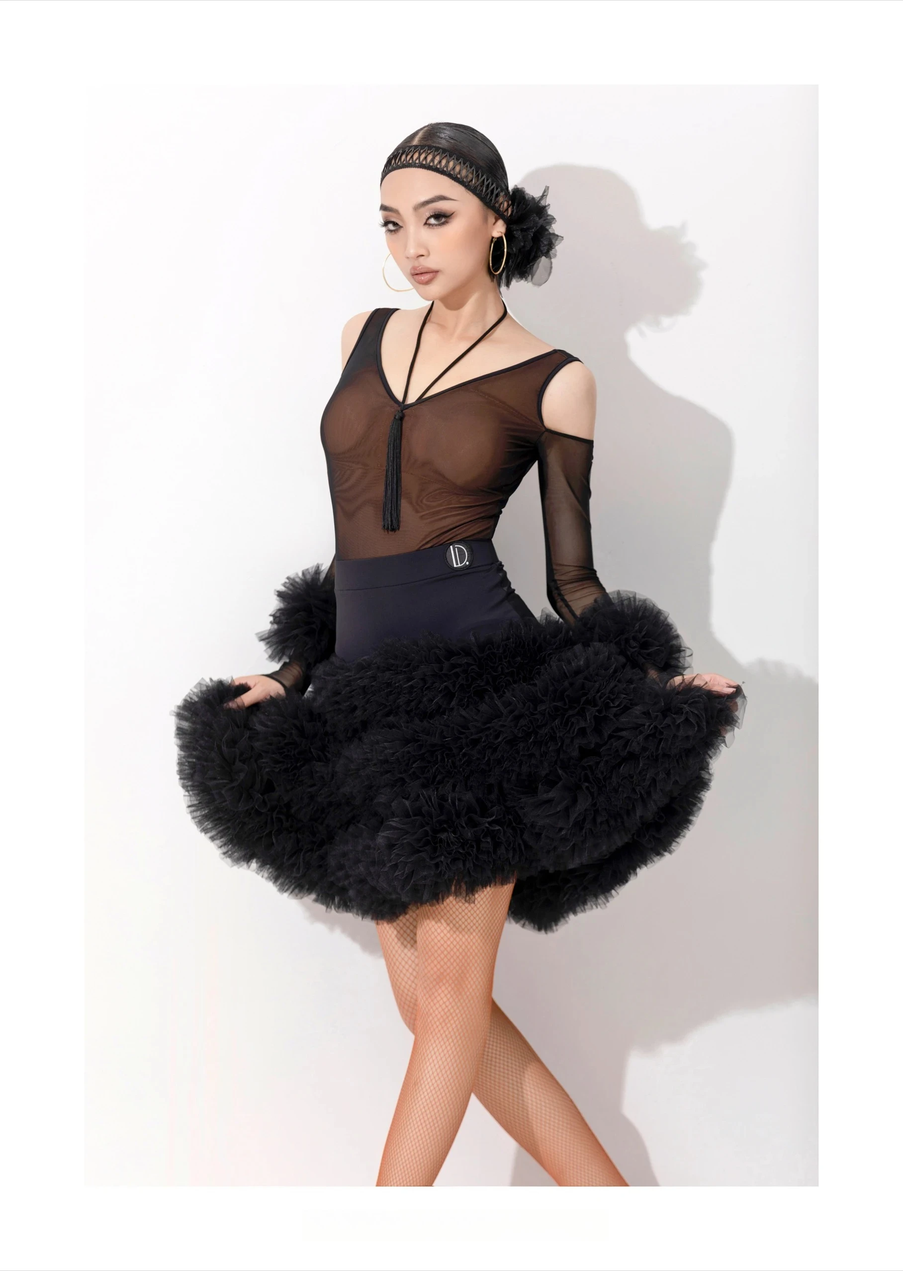 

UK Latin Dance Costume Professional Ladies Performance Class Tutu Skirt for Rumba Cowboy Dance and Art Exam Ballroom dance